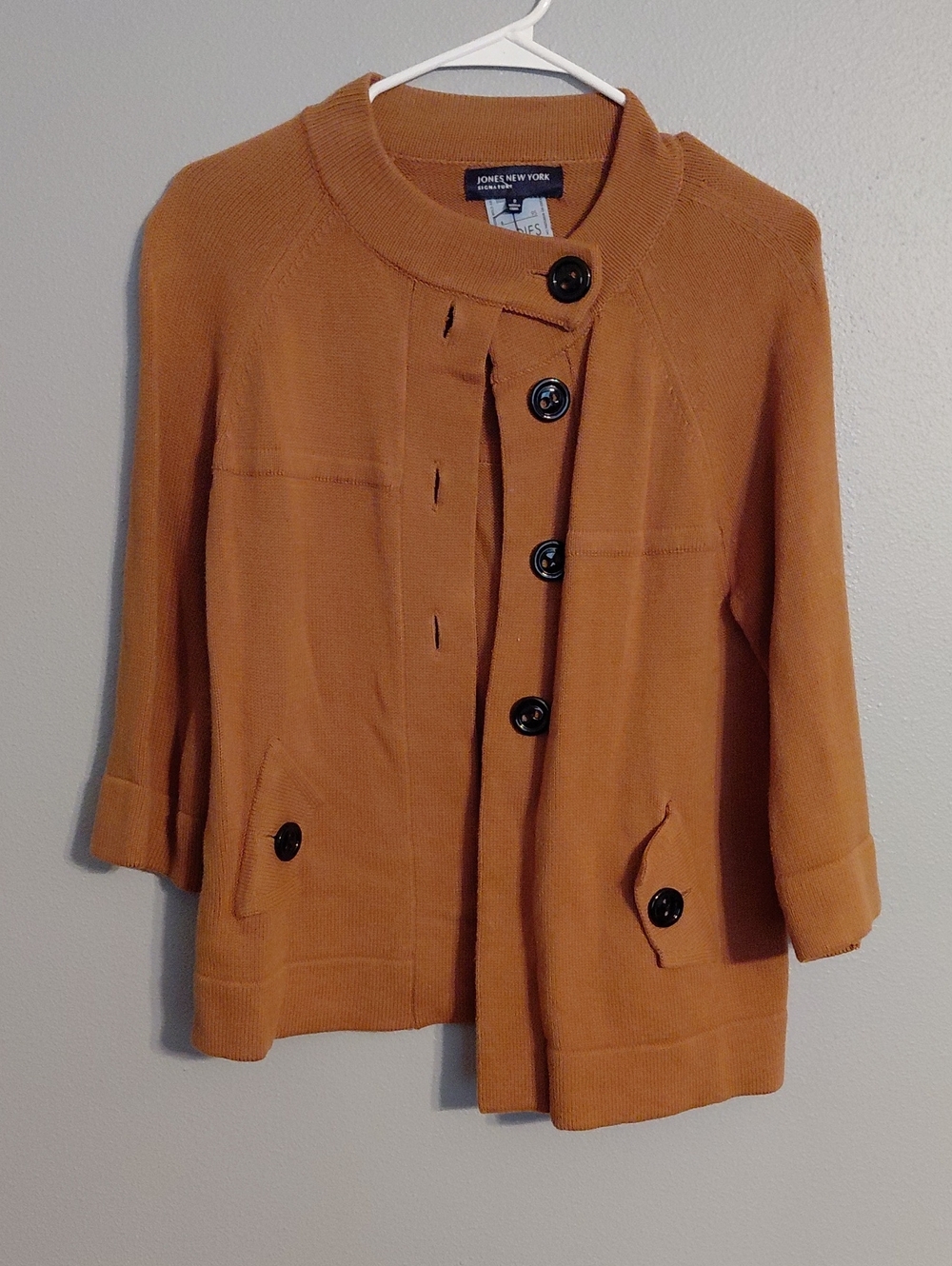 Jones New York Women's Tan Button-Front Knit Jacket
